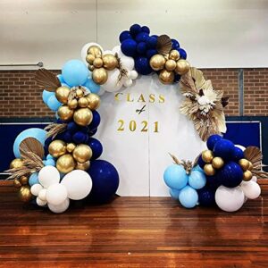 145pcs Navy Blue Balloon Garland Arch Kit, Gold White Royal Blue Balloons with Crown Foil Balloons for Boys Birthday Party Graduation Baby Shower Anniversary Celebration Party Decorations(BLUE 2)