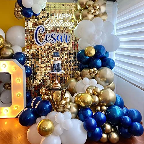 145pcs Navy Blue Balloon Garland Arch Kit, Gold White Royal Blue Balloons with Crown Foil Balloons for Boys Birthday Party Graduation Baby Shower Anniversary Celebration Party Decorations(BLUE 2)