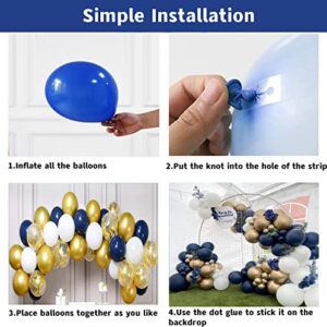 145pcs Navy Blue Balloon Garland Arch Kit, Gold White Royal Blue Balloons with Crown Foil Balloons for Boys Birthday Party Graduation Baby Shower Anniversary Celebration Party Decorations(BLUE 2)