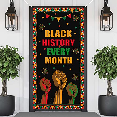 FARMNALL Black History Month Door Cover African American Decoration Party Photography Door Banner Farmhouse Holiday Decor Pattern Black Red Yellow Supplies for Home Office