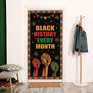 FARMNALL Black History Month Door Cover African American Decoration Party Photography Door Banner Farmhouse Holiday Decor Pattern Black Red Yellow Supplies for Home Office