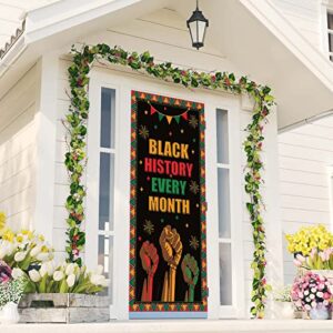 FARMNALL Black History Month Door Cover African American Decoration Party Photography Door Banner Farmhouse Holiday Decor Pattern Black Red Yellow Supplies for Home Office