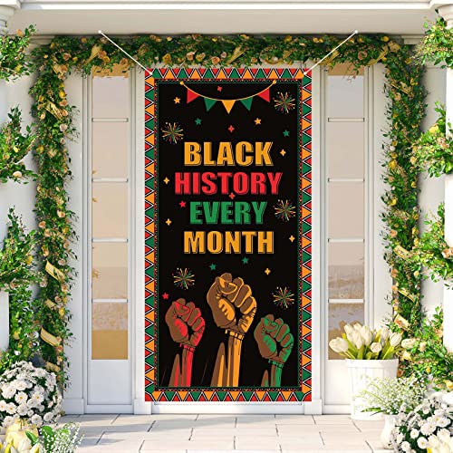 FARMNALL Black History Month Door Cover African American Decoration Party Photography Door Banner Farmhouse Holiday Decor Pattern Black Red Yellow Supplies for Home Office