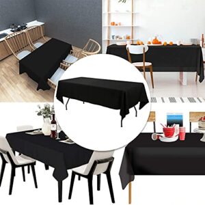 FECEDY 4 Packs 54 x 108inch Black Disposable Plastic Table Cover Waterproof Tablecloths for Rectangle Tables up to 8 ft in Length Indoor & Outdoor Birthdays Anniversary Buffet Table Party Decorations