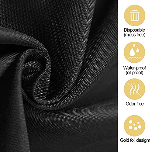 FECEDY 4 Packs 54 x 108inch Black Disposable Plastic Table Cover Waterproof Tablecloths for Rectangle Tables up to 8 ft in Length Indoor & Outdoor Birthdays Anniversary Buffet Table Party Decorations