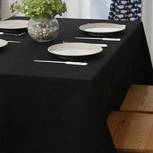 FECEDY 4 Packs 54 x 108inch Black Disposable Plastic Table Cover Waterproof Tablecloths for Rectangle Tables up to 8 ft in Length Indoor & Outdoor Birthdays Anniversary Buffet Table Party Decorations