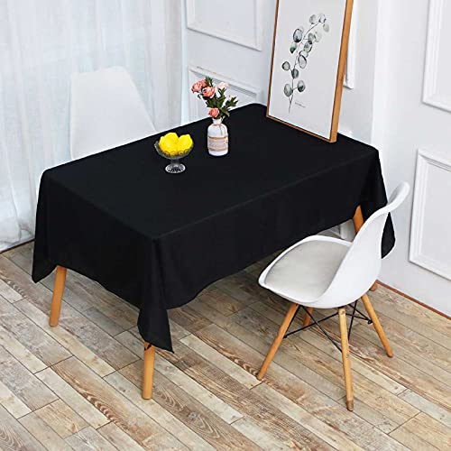 FECEDY 4 Packs 54 x 108inch Black Disposable Plastic Table Cover Waterproof Tablecloths for Rectangle Tables up to 8 ft in Length Indoor & Outdoor Birthdays Anniversary Buffet Table Party Decorations