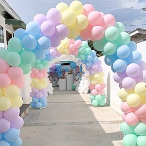 RUBFAC 120pcs Pastel Balloons Assorted Colors 12 Inches Multicolor Macaron Balloons for Kid's Birthday Rainbow Party Baby Shower Arch Garland Decoration