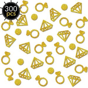 gold confetti (300pcs) diamond ring confetti glitter confetti wedding table decoration party table confetti bridal shower engagement party hen party decor table scatter valentines day baby shower