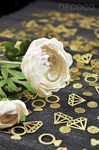 Gold Confetti (300Pcs) Diamond ring confetti Glitter Confetti Wedding Table Decoration Party Table Confetti Bridal Shower Engagement party hen party decor Table Scatter Valentines Day Baby Shower