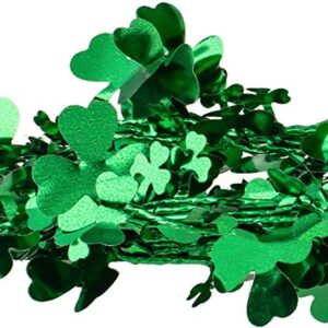 Whaline 3 Pack St. Patrick’s Day Green Tinsel Garland Include Shamrock Wreath, Wire Garland and Leprechaun Hat for Irish St Patrick Party Favor Home Wall Decorations