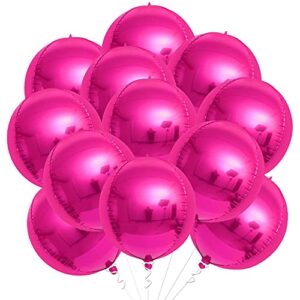 KatchOn, Big Hot Pink Balloons - 22 Inch, Pack 12 | Hot Pink Mylar Balloons, Hot Pink Party Decorations | Hot Pink Foil Balloons, Disco Party Decorations | 4d Balloons, Neon Pink Birthday Decorations