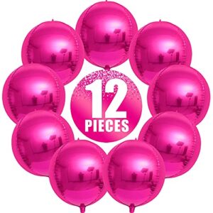 KatchOn, Big Hot Pink Balloons - 22 Inch, Pack 12 | Hot Pink Mylar Balloons, Hot Pink Party Decorations | Hot Pink Foil Balloons, Disco Party Decorations | 4d Balloons, Neon Pink Birthday Decorations