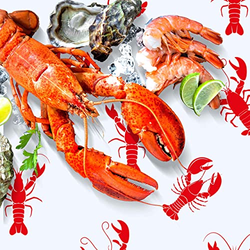 Touman Crawfish Tablecloth Birthday Party Lobster Table Covers White and Red Crawfish Table Cloth for Party Decoration Supplies, 108 x 54 inches (2)