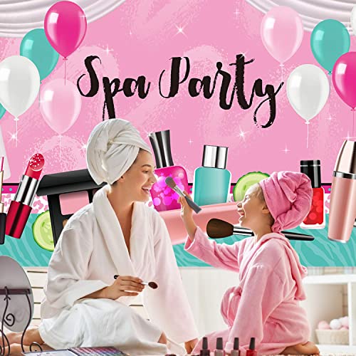 Spa Party Decorations for Girls, 71 x 43 Inch, Sweet Pink Backdrop Princess Makeup Birthday Photography Background Photo Booth Banner for Spa Day Make up Theme Party Decorations