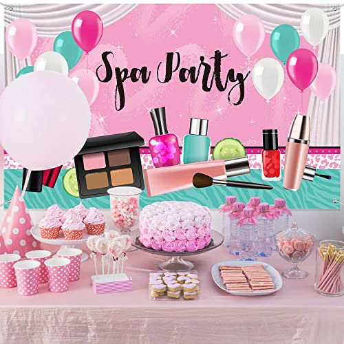 Spa Party Decorations for Girls, 71 x 43 Inch, Sweet Pink Backdrop Princess Makeup Birthday Photography Background Photo Booth Banner for Spa Day Make up Theme Party Decorations