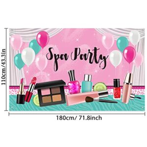 Spa Party Decorations for Girls, 71 x 43 Inch, Sweet Pink Backdrop Princess Makeup Birthday Photography Background Photo Booth Banner for Spa Day Make up Theme Party Decorations