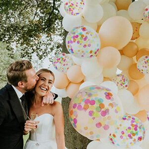 24 Pieces Rainbow Multicolor Confetti Balloons | PREFILLED 12 Inch Latex Party Balloons with Bright Rainbow Confetti | Party Decorations, Wedding & Engagement, Bridal, Proposal (Colorful)