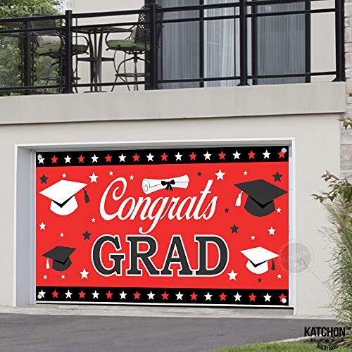 KatchOn, XtraLarge Red Congrats Grad Banner - 72x44 Inch Graduation Party Decorations 2023 | Graduation Banner 2023 for Red and Black Graduation Decorations 2023 | Red and Black Congratulations Banner