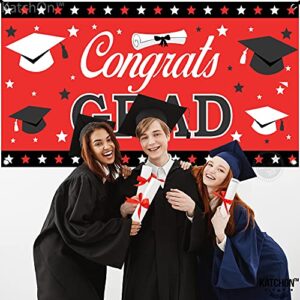 KatchOn, XtraLarge Red Congrats Grad Banner - 72x44 Inch Graduation Party Decorations 2023 | Graduation Banner 2023 for Red and Black Graduation Decorations 2023 | Red and Black Congratulations Banner