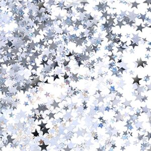 silver metallic star confetti glitter star table confetti for wedding birthday party decoration, 60 grams/ 2.1 ounce