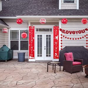 Valentines Day Decor, Valentine's Banner I LOVE YOU Heart Banner 6 Pack Paper Lantern, Happy Valentines Banners for Home Fireplace Porch Door, Red Pink Hanging Romantic Decorations Special Night Party