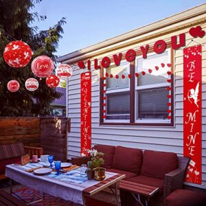 Valentines Day Decor, Valentine's Banner I LOVE YOU Heart Banner 6 Pack Paper Lantern, Happy Valentines Banners for Home Fireplace Porch Door, Red Pink Hanging Romantic Decorations Special Night Party