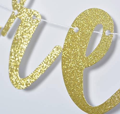 Future Mr & Mrs Banner for Engagement Bridal Shower Bride and Groom Party Decorations Pre-Strung Sign (Gold Glitter)