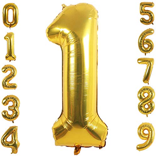 PartyMart gold Foil Balloons Number 1, 42 inch