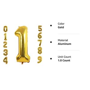 PartyMart gold Foil Balloons Number 1, 42 inch