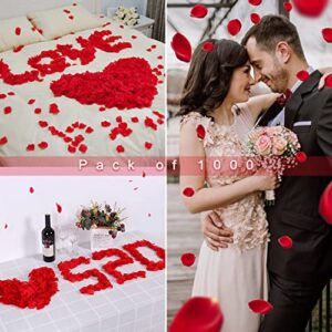 Valentine Day Decoration, I Love You Balloons Teddy Bear Red Heart Balloons Set with 1000 Pcs Silk Red Rose Petals for Anniversary Romantic Decorations, Valentine's day party Wedding Flower Decoration