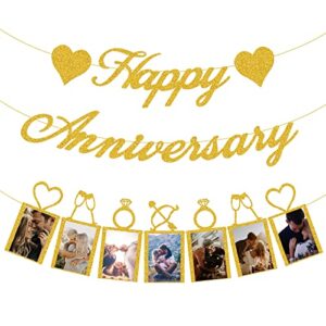happy anniversary party decorations – happy anniversary banner and photo banner for wedding anniversary party decor