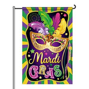 Mardi Gras Decorations Garden Flag New Orleans Party Mardi Gras Hanging Garland for Home Outdoor Indoor Decor Double Sided（Pole Not Included）