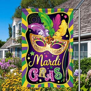 Mardi Gras Decorations Garden Flag New Orleans Party Mardi Gras Hanging Garland for Home Outdoor Indoor Decor Double Sided（Pole Not Included）