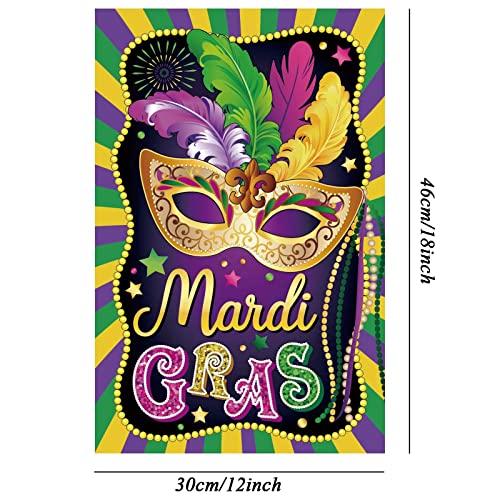 Mardi Gras Decorations Garden Flag New Orleans Party Mardi Gras Hanging Garland for Home Outdoor Indoor Decor Double Sided（Pole Not Included）