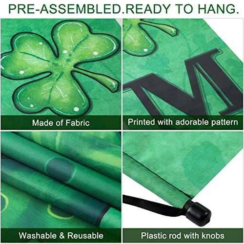 St Patricks Day Door Banner Decoration Irish Shamrock Front Porch Decor Welcome Hanging Sign Green Saint Patrick's Day Clover Backdrop for Classroom Home Wall Office Yard Indoor Outdoor Party Supplies