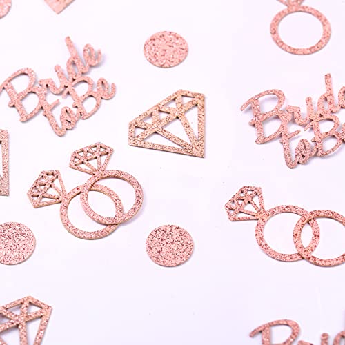 Bridal Shower Decorations 300pcs Table Glitter Confetti for Engagement Party Decor Bride to be,Diamond,Ring and Circle Rose Gold Paper Confetti for Wedding Bachelorette Party Supplies (Rose Gold)