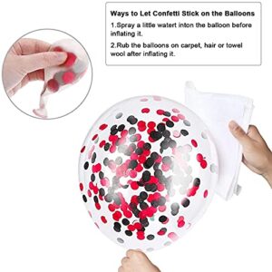 coxylaco Black Red Confetti Latex Balloons, 60Pack 12inch Black Red Confetti Party Balloons for Mother's day Birthday Baby Shower Wedding Engagement Company Event Party Decoration