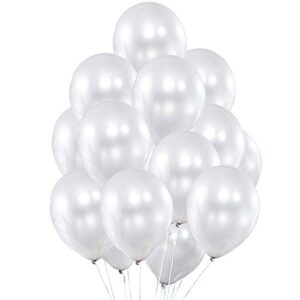fayoo white balloons, 12 inch white metallic balloon party decoration for baby shower, christmas decorations, birthdays, bridal shower, valentine’s day, graduation 100 pcs 3.2g