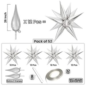 KatchOn, 50 Pieces Silver Star Balloons Metallic - 26 Inch | Silver Starburst Balloon, Spike Balloons | Silver Metallic Balloons, Silver Balloons | Star Foil Balloons, 2023 Graduation Decorations