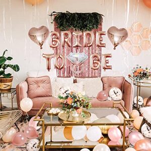 Bachelorette Party Decorations Kits-Rose Gold Bridal Shower Party Decor and Supplies-Bride to Be Balloons, Ring & Champagne Foil Balloons for Bridal Shower