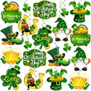 36 pcs saint patricks day decorations hanging swirls, no-diy st patrick’s day decorations, st patricks day decorations whirls glitter foil ceiling swirls, st patricks day decorations for office