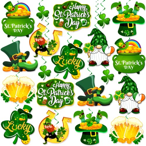 36 Pcs Saint Patricks Day Decorations Hanging Swirls, NO-DIY St Patrick's Day Decorations, St Patricks Day Decorations Whirls Glitter Foil Ceiling Swirls, St Patricks Day Decorations For Office