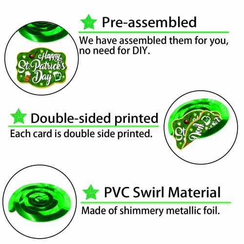 36 Pcs Saint Patricks Day Decorations Hanging Swirls, NO-DIY St Patrick's Day Decorations, St Patricks Day Decorations Whirls Glitter Foil Ceiling Swirls, St Patricks Day Decorations For Office