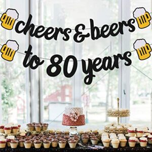 YOYMARR Cheers 21 30 35 40 50 60 70 80 90 Years Banner Happy Birthday Decorations for Men Women Him Her Any Years Old Birthday Anniversary Party Supplies Sparkle Black Decor