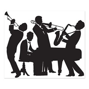 beistle 20’s jazz band insta mural complete wall decoration mardi gras music party supplies, 5′ x 6′, black/white