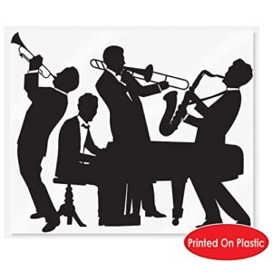 Beistle 20's Jazz Band Insta Mural Complete Wall Decoration Mardi Gras Music Party Supplies, 5' x 6', Black/White