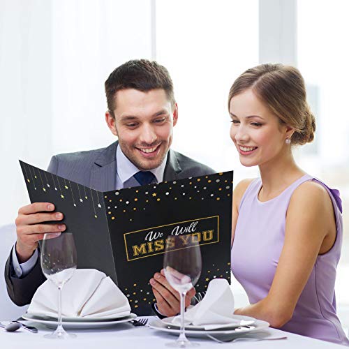 Farewell Party Decorations Goodbye Card Guest Book We Will Miss You Card Retired Party Supplies Going Away Gift for Coworker Men Women Adults(Black and Gold)