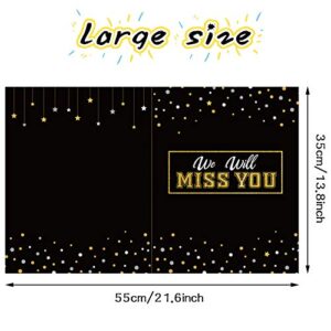 Farewell Party Decorations Goodbye Card Guest Book We Will Miss You Card Retired Party Supplies Going Away Gift for Coworker Men Women Adults(Black and Gold)