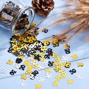 Number 30 Glitter Confetti for 30th Birthday Anniversary Party Supplies Table Decoration, 1.76 Ounce (Gold Black and Silver)